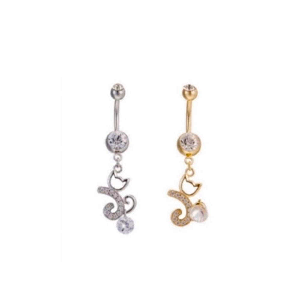NEW Crystal Cat Belly Ring